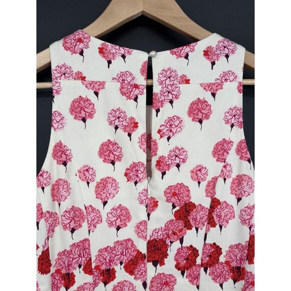 Maggy London Women's Floral Sleeveless A-Line Dress Size 10 Ivory Base Pink Red - Picture 4 of 13